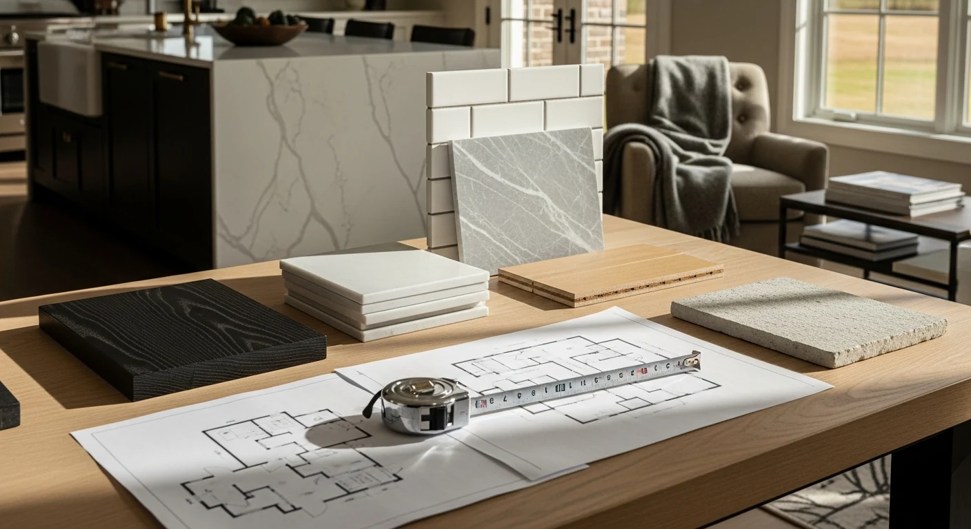 Residential remodeling plans, samples, and measuring tools